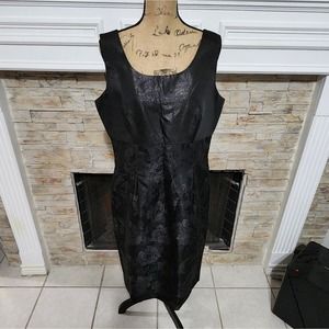 Victor Costa Vintage black floral jacquard party sheath dress size 14‎